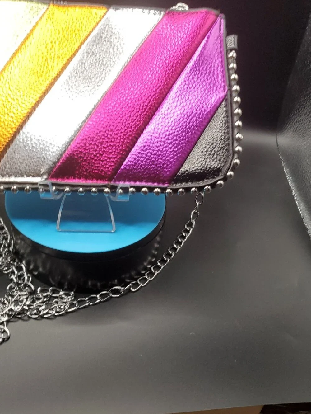 Metallic Rainbow Stripe Wallet Clutch - Multicolor